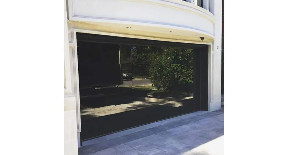 Frameless Laminated Black Garage Door With Frosted Glass