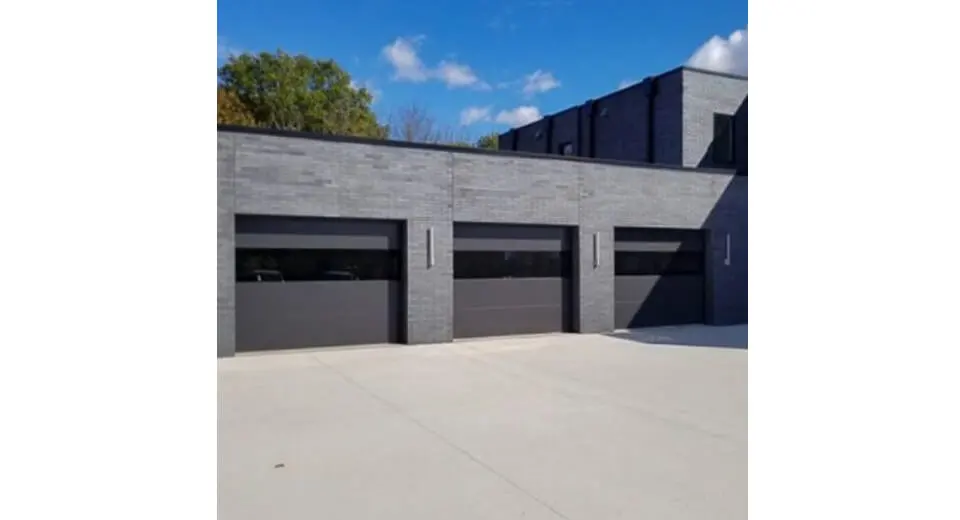 Flush Garage Doors with Black Mirror Glass